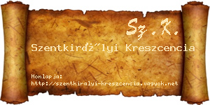 Szentkirályi Kreszcencia névjegykártya
